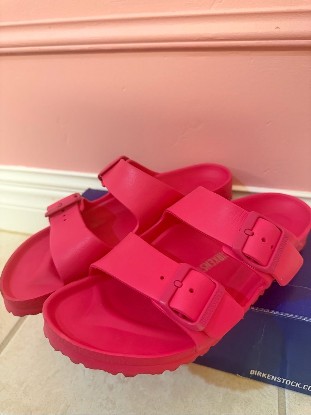 Birkenstock Pink Double-Buckle EVA Slide Sandals - Picture 1 of 6